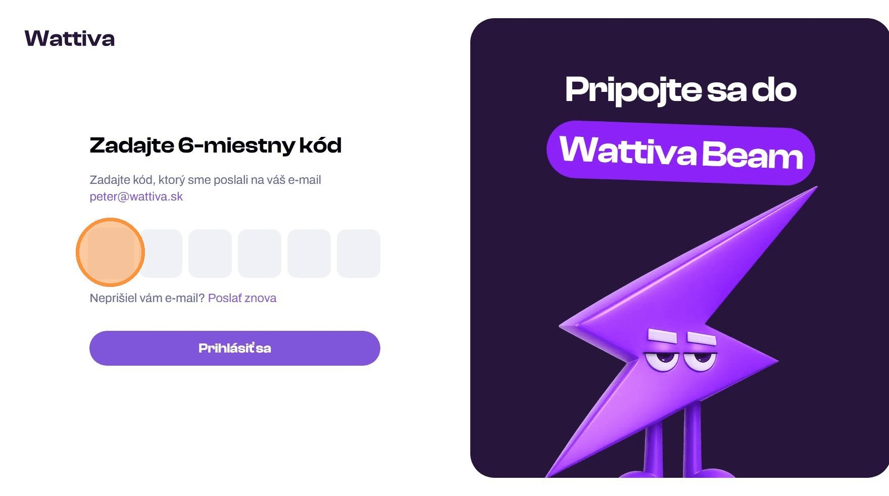 Obrazovka registrácie so zadaním 6-miestneho PIN kódu
