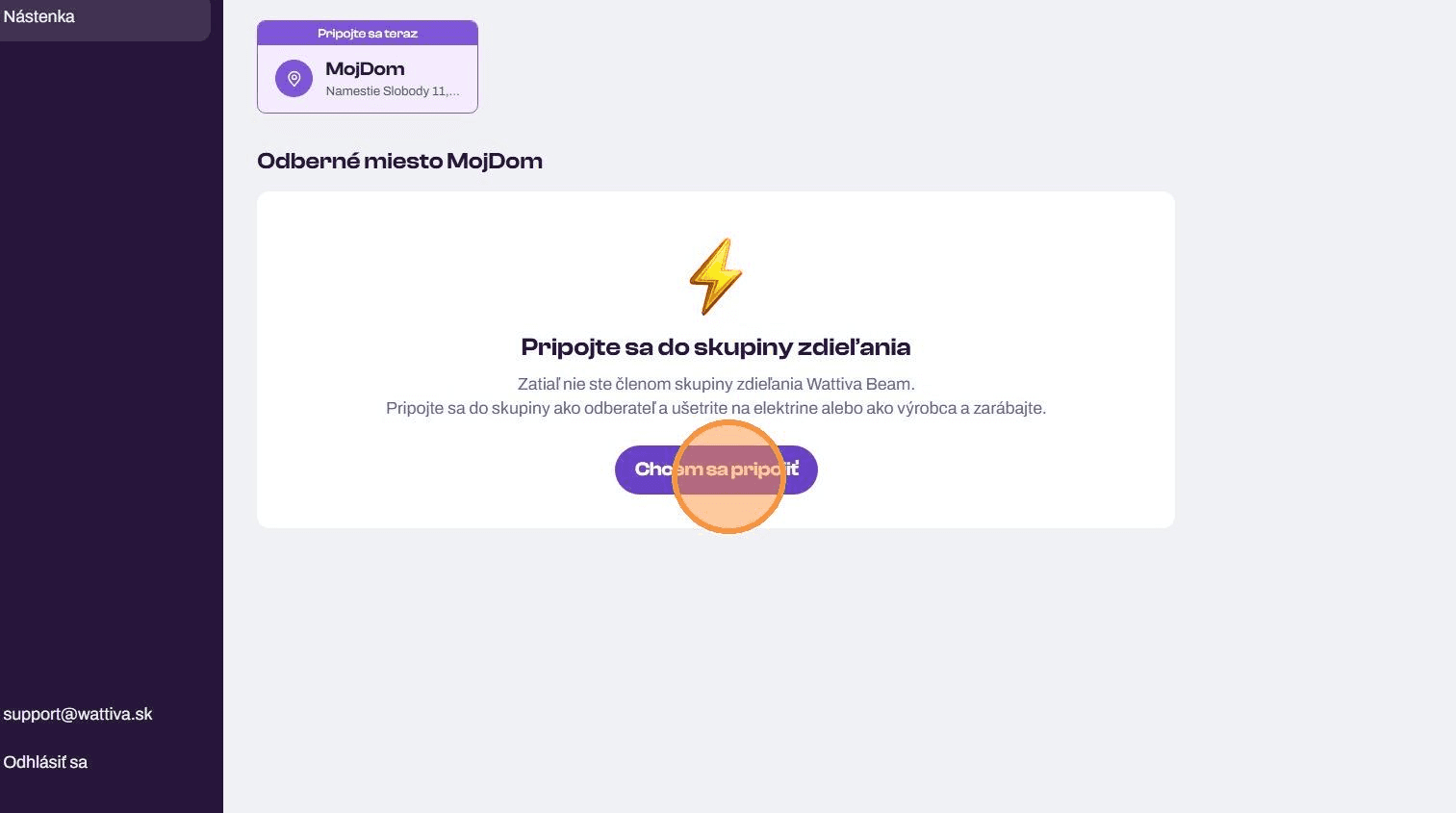Obrazovka s možnosťou pridania nového miesta